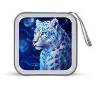 Leopard Fireflies Under Moonlight CD Case 40 Capacity Plastic DVD Storage Box Sleeves Zippered Wallet