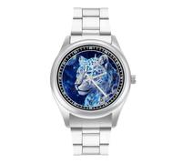 Leopard Fireflies Under Moonlight Quartz Watch Stainless Steel Wrist Watches for Men Women Easy to Read