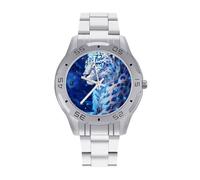 Leopard Fireflies Under Moonlight Quartz Wrist Watch Stainless Steel Watches for Men Women Easy to Read