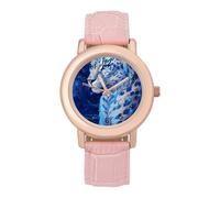 Leopard Fireflies Under Moonlight Wrist Watches for Women Men Quartz Stainless Steel Watch Easy to Read
