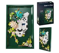 Leopard Floral Building Kit, 648 Pieces 3D Brick Art Artificial Flowers, DIY Creative Flowers Construction Kit, A Unique Botanical Wall Decor Masterpiece