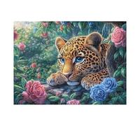 Leopard Flower Field 500 Piece Premium Jigsaw Puzzle For Men Educational Decompression Adults Anxiety Memory Care Mothers Valentines Wooden 500 PCS