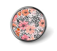 Leopard Flowers Pattern Round Brooches Colorful Fashion Button Pins Badge for Backpacks Shirts Scarf
