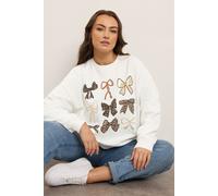 Leopard Foil Bow Sweatshirt Yours White 16