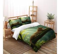 Leopard Forest Bedding Set 3D Design Serene Forest Animal Duvet Cover Set Chic Breathable Comforter Cover Suitable for Family, Couple, Children with Pillow Super King（260x220cm）