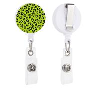 Leopard Funny Pattern on Green Retractable Badge Holder Reel Clip ID Card Holder for Doctor Nurse Student Office Worker
