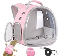 Leopard Gecko Backpack Carrier,Reptile Portable Backpack Carrier with Small Backpack Harness Leash Set,Space Capsule Clear Bubble Window Travel Backpack for Lizard Travel,Guinea Pig,Rabbit