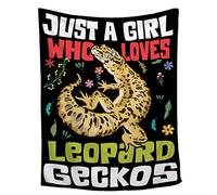 Leopard Gecko Blanket,Funny Gecko Gifts,Just A Girl Who Loves Leopard Gecko Flannel Throw Blanket,Super Soft Cozy Blanket,Fuzzy Warm Cozy Bedding Blankets for Couch Bed,40"x50"-Throw Size for Kids