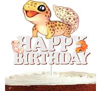 Leopard Gecko Cake Topper for Boys Girls Kids Adult Funny Cute Reptile Birthday Party Decorations Lizard Birthday Party Supplies Reptile Pet Cake Decorations