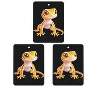 Leopard Gecko Cute 3 Pcs Automotive Air Fresheners Mirror Aromatherapy Tablets Ornament Car Fragrance Scented Cards Square