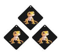 Leopard Gecko Cute 3 Pcs Automotive Air Fresheners Mirror Aromatherapy Tablets Ornament Car Fragrance Scented Cards Rhombus