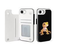 Leopard Gecko Cute Cell Phone Flip Case Compatible with iPhone 16/16 Plus/16 Pro/16 Pro Max/16 E/SE4 Soft Protective Shell