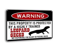 Leopard Gecko Funny Metal Signs Leopard Gecko Gift Gecko Accessories Lizard Warning Tin Signs 8 x 12 inches