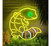 Leopard Gecko Neon Sign, Dimmable Reptile Neon Light Sign for Wall Decor, Animal Themed Led Light Up Signs for Kids Birthday Party Presents Bedroom Living Room Home Decorations