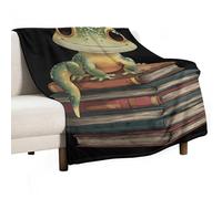 Leopard Gecko Reading Books Throw Fleece Blanket for Couch Bed Decorative Flannel Blankets Soft Plush