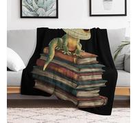 Leopard Gecko Reading Books Throw Fleece Blanket for Couch Bed Decorative Flannel Blankets Soft Plush