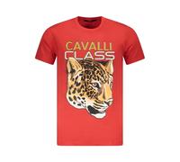 Leopard Graphic Tee, male, Cavalli Class, T-Shirts, Red, XL, Tops XL