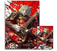 Leopard Guitar WarriorPc Adults Jigsaw Puzzle Wooden Jigsaw Puzzles Home Activity for Holidays Birthdays And Family Game Nights 1000 PCS(75x50cm)