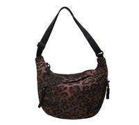 Leopard Half Moon Shoulder Bag Women's Nylon Crossbody Bag Women's Large Leopard Print Bag Halfmoon Bags Moon Bag Handbag Adjustable Shoulder Strap For Women Travel Work U (Coffee One Size)