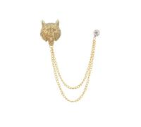 Leopard Hanging Layered Chains Brooch Lapel Pins Badge Vintage Animal Round CZ Stud Collar Pin for Men Career Suit Tuxedo Shirts Tie Hat Scarf Accessories Decoration Fashion Jewelry, L, Metal, no