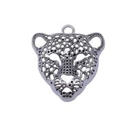 Leopard Head Charms For Beginner Jewelry Makers, 56x50mm, Antique Silver Color, 1 Piece