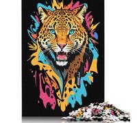 Leopard Head Graffiti Puzzle DIY Game Paper Rectangular Jigsaw Puzzle for Boy Or Girl Birthday Present 1000pcs (26x38cm)