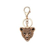 Leopard Head Keychain for Women, Cute Cheetah Head Key Chain for Girls, Sparkling Leopard Head Key Ring, Funny Leopard Keychains, Punk Leopard Keyring, Rhinestone Leopard Animal Keychain Accessories