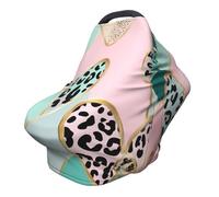 Leopard Heart Nursing Cover 360° Full Coverage Valentine Stretch Scarf for Breastfeeding and Car Seat Cover Fit for Most Pushchairs and Prams