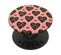 Leopard Heart Pattern Cute Wild Romantic Valentine Aesthetic PopSockets Adhesive PopGrip