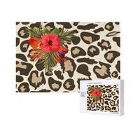 Leopard Hibiscus Flower,300 Pieces Wooden Jigsaw Family Game Jigsaw Puzzles for Adults Teens Home Decor