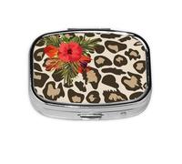 Leopard Hibiscus Flower,Meta Pill Box 2 Compartment Medicine Case,Portable Organizer,Rectangle Meta Portable Organizer Pill Box 204 Compartment Medicine Case