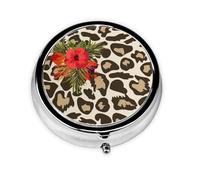 Leopard Hibiscus FlowerMeta Pill Box 3 Compartment Medicine Case,Portable Organizer