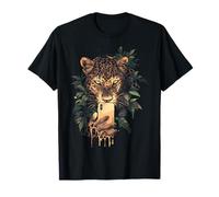 Leopard Holds Cellphone Face Plant Arts Animal Motif Leopard T-Shirt