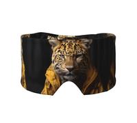 Leopard in a Leather Jacket Unisex Side Sleeping Headband, Sleeping Eye Mask and Ear Muffs, (26.8 * 4.3 inches), Indoor and Outdoor Travel Yoga Adjustable Comfort Eye and Ear Muffs,