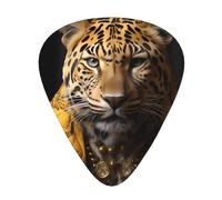 Leopard in a leather jacketGuitar Picks, 12-Piece Pattern Set, Three Different Thicknesses for Acoustic Electric Guitar and Other Instruments