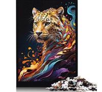 Leopard in Abstract Art Jigsaw Puzzle 500 Piece Jigsaw Puzzles For Adults Teenager Wooden Puzzles Toy Game Explore Creativity And Problem Solving 500pcs (52x38cm)
