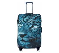 Leopard in Blue Water White Roses Elastic Travel Luggage Covers Dustproof Scratch-Resistant Suitcase Protector Fit 22-24 Inch