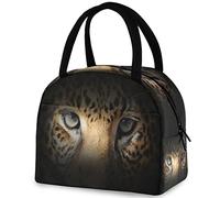 Leopard in Darkness Reusable Lunch Tote Bag with Front Pocket Insulated Thermal Cooler Container Bag for Back to School Work Picnic Travel Fishing Beach