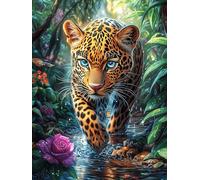 Leopard in Flower Garden 300 Pc DIY Jigsaw Puzzle Puzzles for Adults Teens Hard Challenging Team Building Stress Reducing Autumn Sturdy Wooden Cardboard 300 PCS