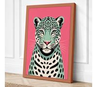 Leopard in Pink Modern Canvas Wall Art Print 24x16 Inch (61 x 41 cm)