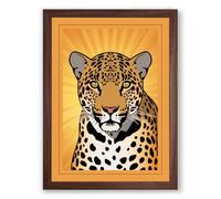 Leopard in Radiance Modern Framed Wall Art Print A1 (84.1×59.4cm) Walnut, Wall Decor for Living Room, Bedroom, Office & Home, Ready to Hang, Art Gift