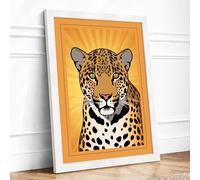 Leopard in Radiance Modern Framed Wall Art Print A3 (42×29.7cm) White, Wall Decor for Living Room, Bedroom, Office & Home, Ready to Hang, Art Gift