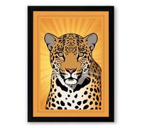 Leopard in Radiance Modern Framed Wall Art Print A4 (29.7×21cm) Black, Wall Decor for Living Room, Bedroom, Office & Home, Ready to Hang, Art Gift