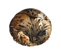 Leopard in search of prey Print Shower Cap - Reusable, Double Layer, Breathable, Quick-Dry, Perfect for Home, Spa, Hotel, and Travel