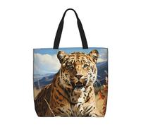 Leopard in search of prey Women's Casual Tote Bags, Reusable Tote Shoulder Bags, Multi-Function Large Capacity Shopping Bags