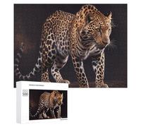 Leopard in Shadows Wild Beauty: Year-End Present, 500 PCS Wooden Jigsaw Puzzle for Adults, with A Decorative Finished Picture