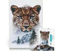 Leopard in Snowy Mountains 1000 Piece Jigsaw Puzzles for Teenagers Indoor Play Thick Material Home Activity Birthday Gift (50x75cm)