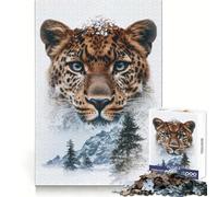 Leopard in Snowy Mountains 1000 Piece Jigsaw Puzzles for Teenagers Indoor Play Thick Material Home Activity Birthday Gift (50x75cm)
