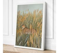 Leopard in Tall Grass Boho Canvas Wall Art Print 24x16 Inch (61 x 41 cm)