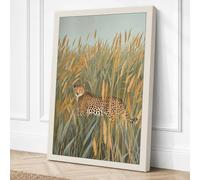 Leopard in Tall Grass Boho Canvas Wall Art Print 24x16 Inch (61 x 41 cm)